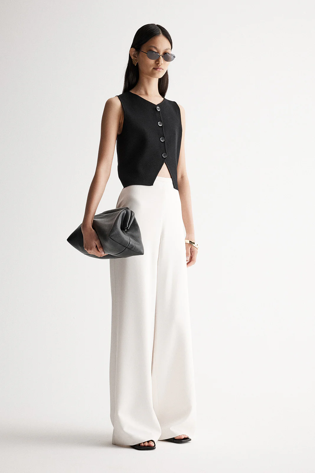 Hester Cropped Knit Vest Black - Image 3